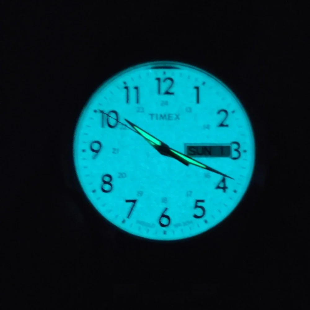 2018 Timex Mens Day-Date Black Dial Quartz Watch‎ Stainless Steel Fully Restored